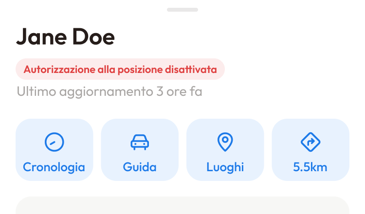 Dettagli di un amico con un'etichetta di stato sotto il nome