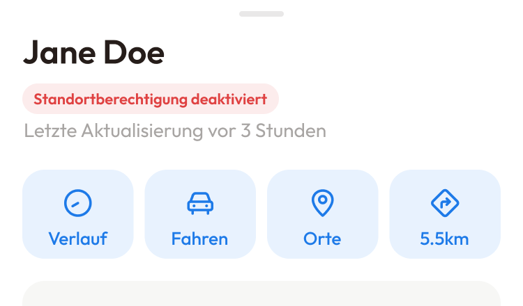 Detailansicht eines Freundes mit einem Status-Label unter seinem Namen