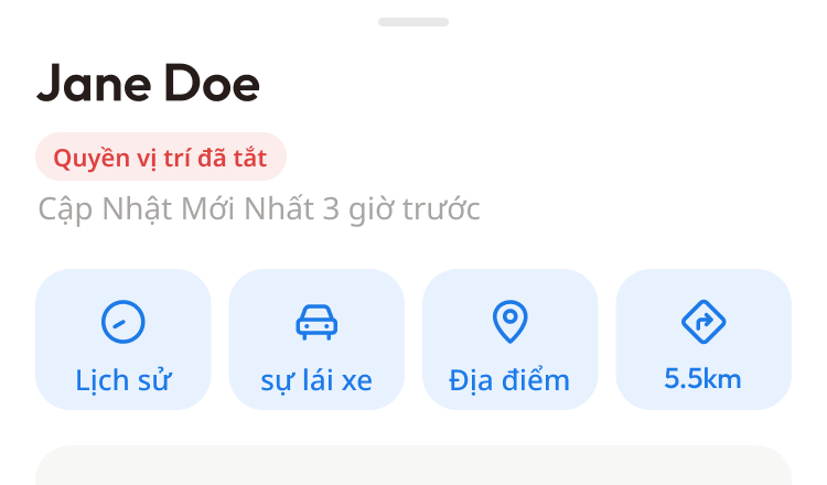 Màn hình chi tiết bạn bè có nhãn trạng thái bên dưới tên
