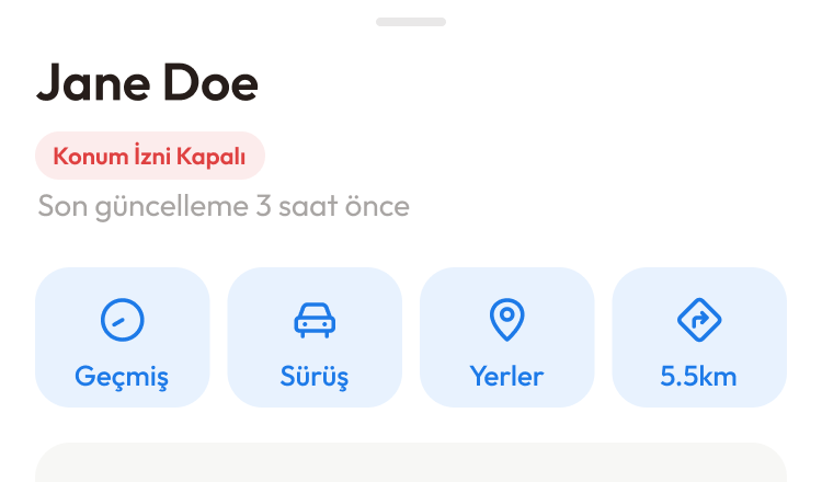 Arkadaşın adının altında durum etiketi bulunan ayrıntı ekranı