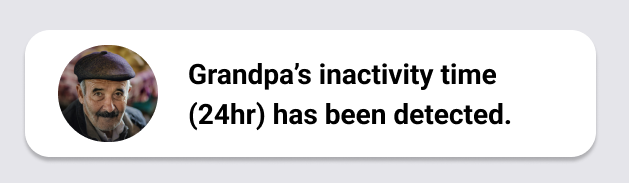 Inactivity Alerts push notification card showing a friend's detected inactivity